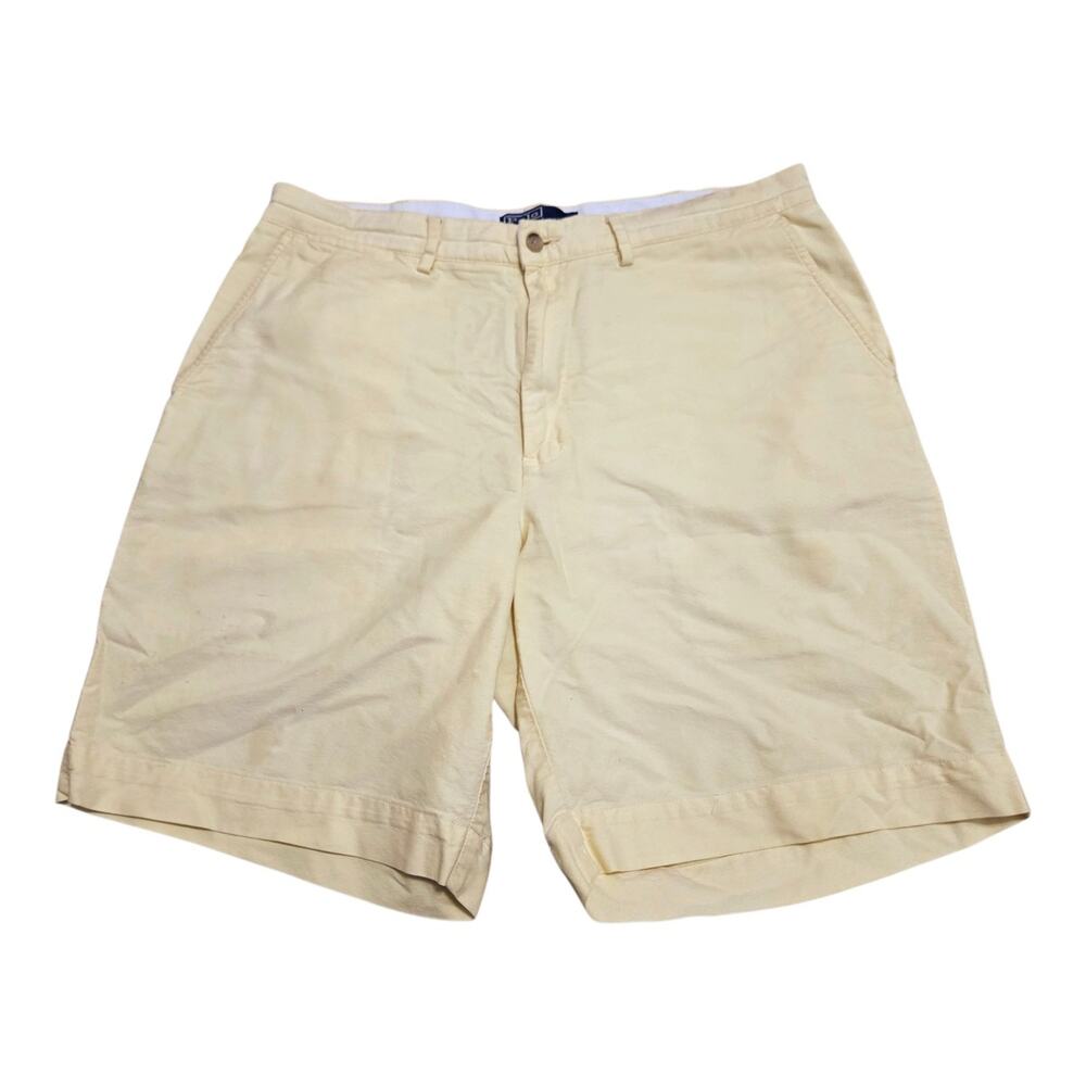 Polo Ralph Lauren Men's Shorts 34 Yellow Chino Flat Front 100% Cotton Prep